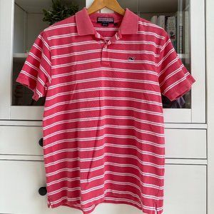 Vineyard Vines Polo Shirt, Men's size Small, Coral with white stripes